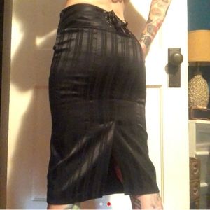 Arden B. striped corset pencil skirt with slit